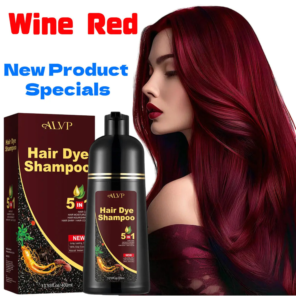 ALVP 2026 Shampoo 5 in 1 Herbal Wine Red Color Shampoo for Women & Men Covers 100% Grays Long Lasting Nourishes Scalp