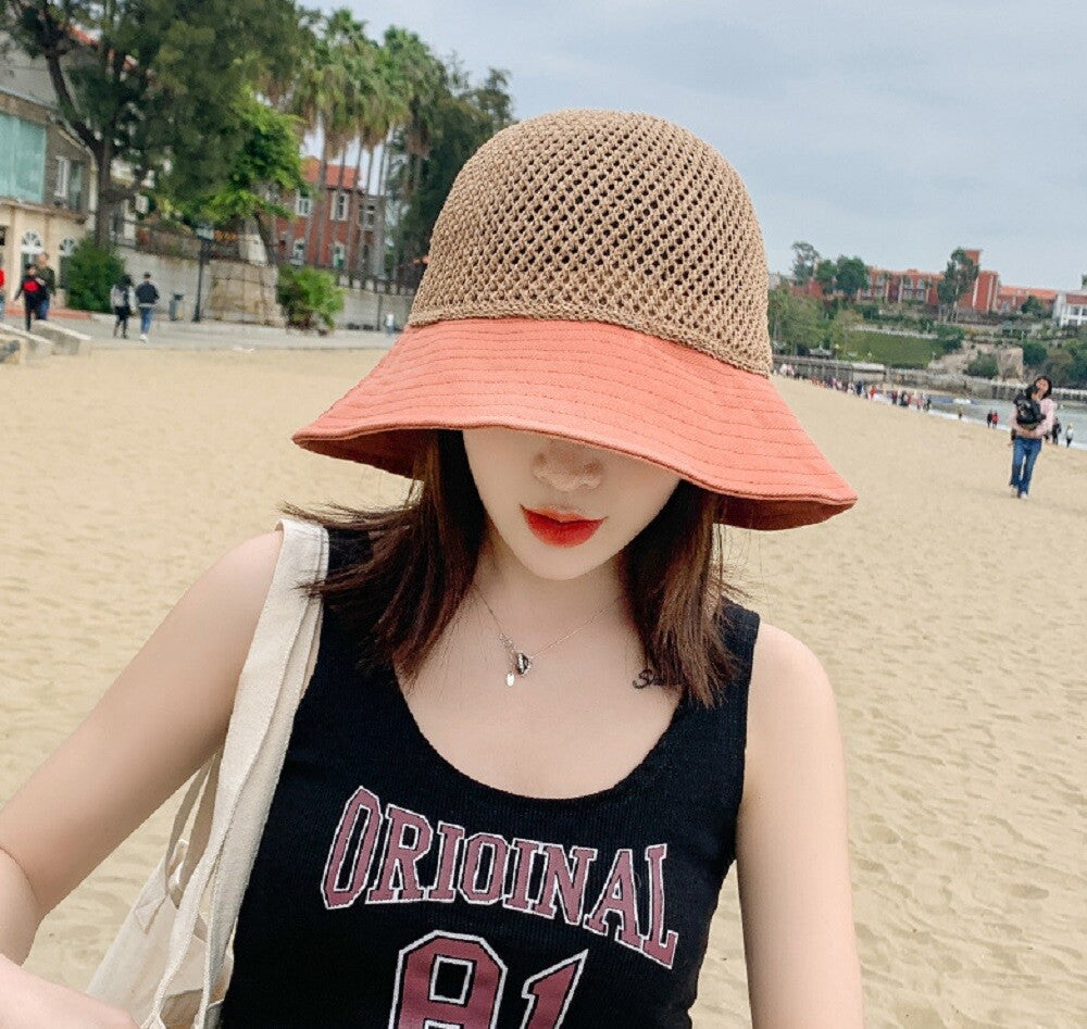 Womens Floppy Straw Sun Hat Wide Brim Beach Hat Packable Summer Travel Cap UV