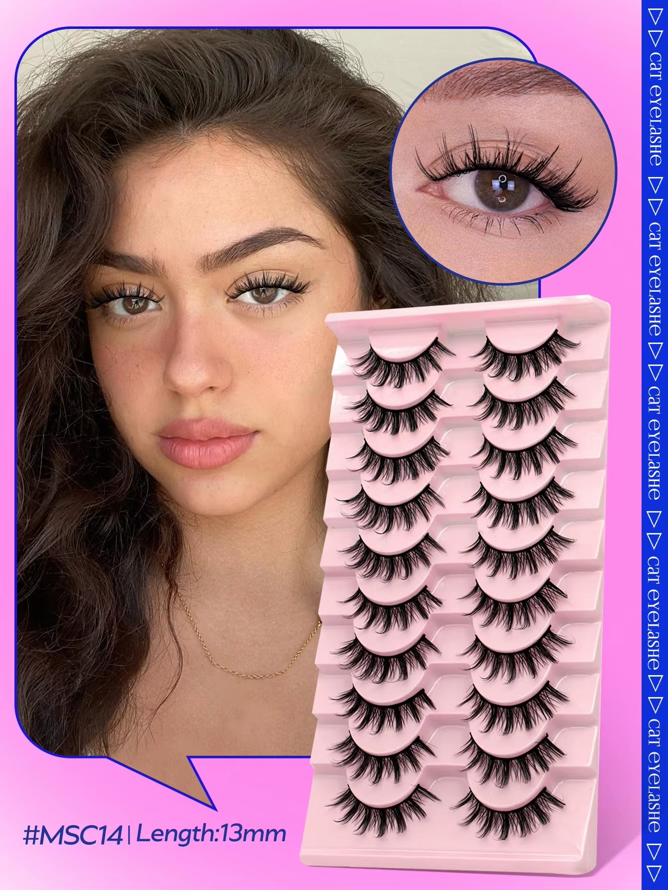 Manga Lashes Natural Look False Eyelashes Anime Lashes Cat Eye Lashes Mink Wispy Fluffy Spiky 3D Volume Eyelashes Makeup Tools