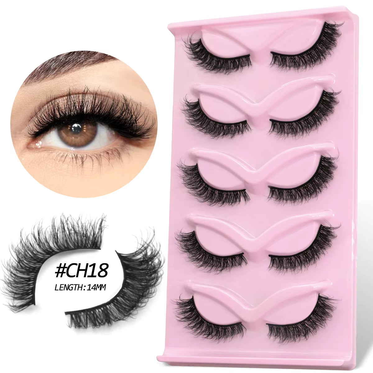 Manga Lashes Natural Look False Eyelashes Anime Lashes Cat Eye Lashes Mink Wispy Fluffy Spiky 3D Volume Eyelashes Makeup Tools