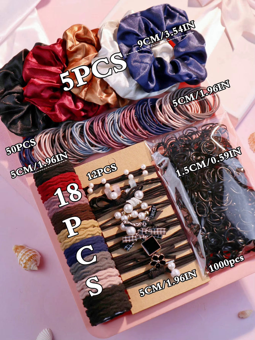 1085PCS Dark Hair Accessories for Woman Set Seamless Ponytail Holders Variety Hair Scrunchies Hairbands Scrunchy Hair Ties