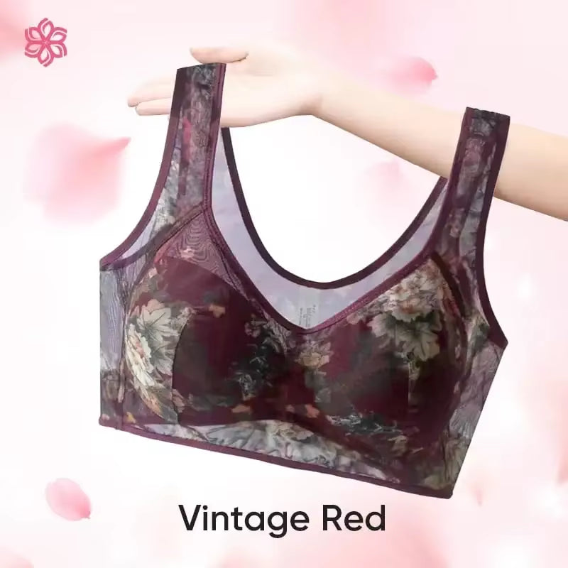 Everday Ice Silk Lace Cooling Comfort Bra Women Push up Seamless Lace Underwear Top Bralette Large Size Brasier No Underwire