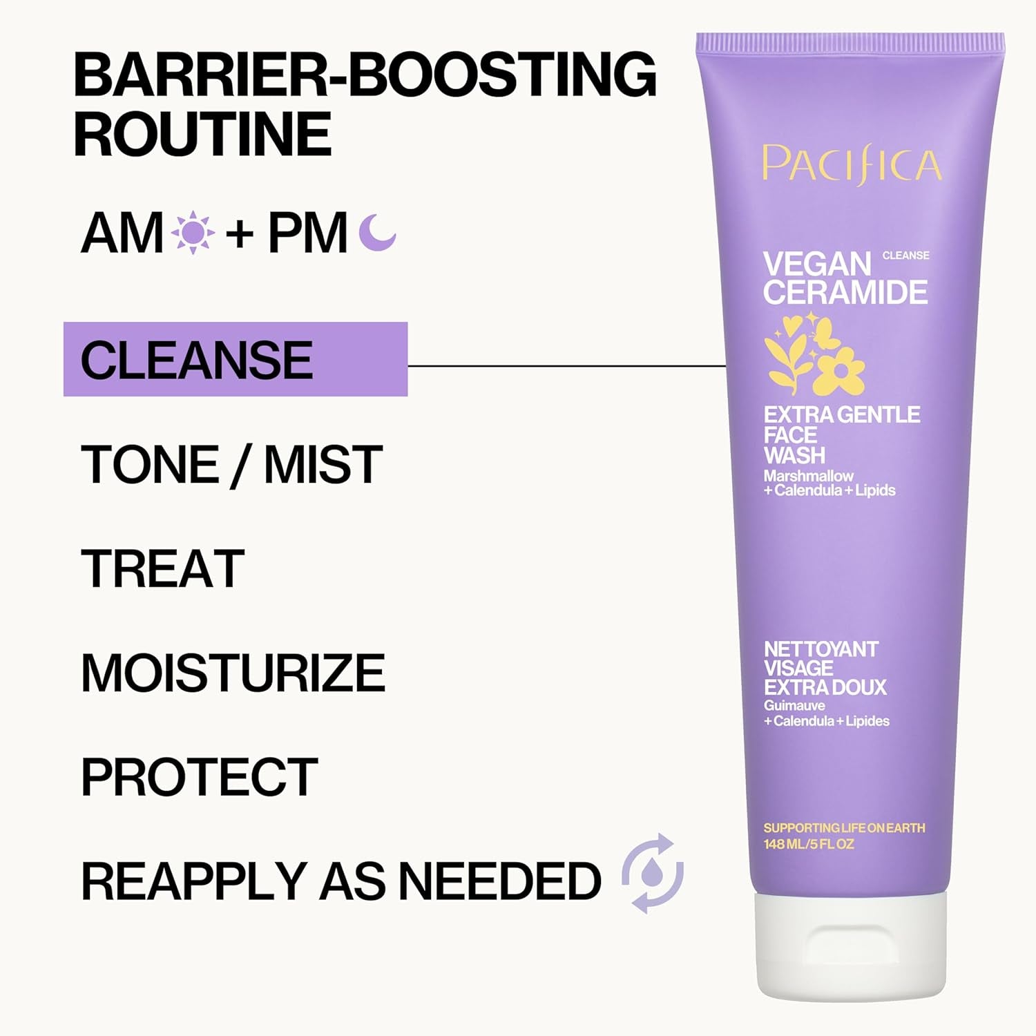 Face Wash for Sensitive Skin Facial Cleanser Vegan Ceramide Barrier Repair Extra Gentle for Daily Fragrance Free for Sensitive Skin, Clean Beauty, Vegan & Cruelty-Free Dermatologist Tested