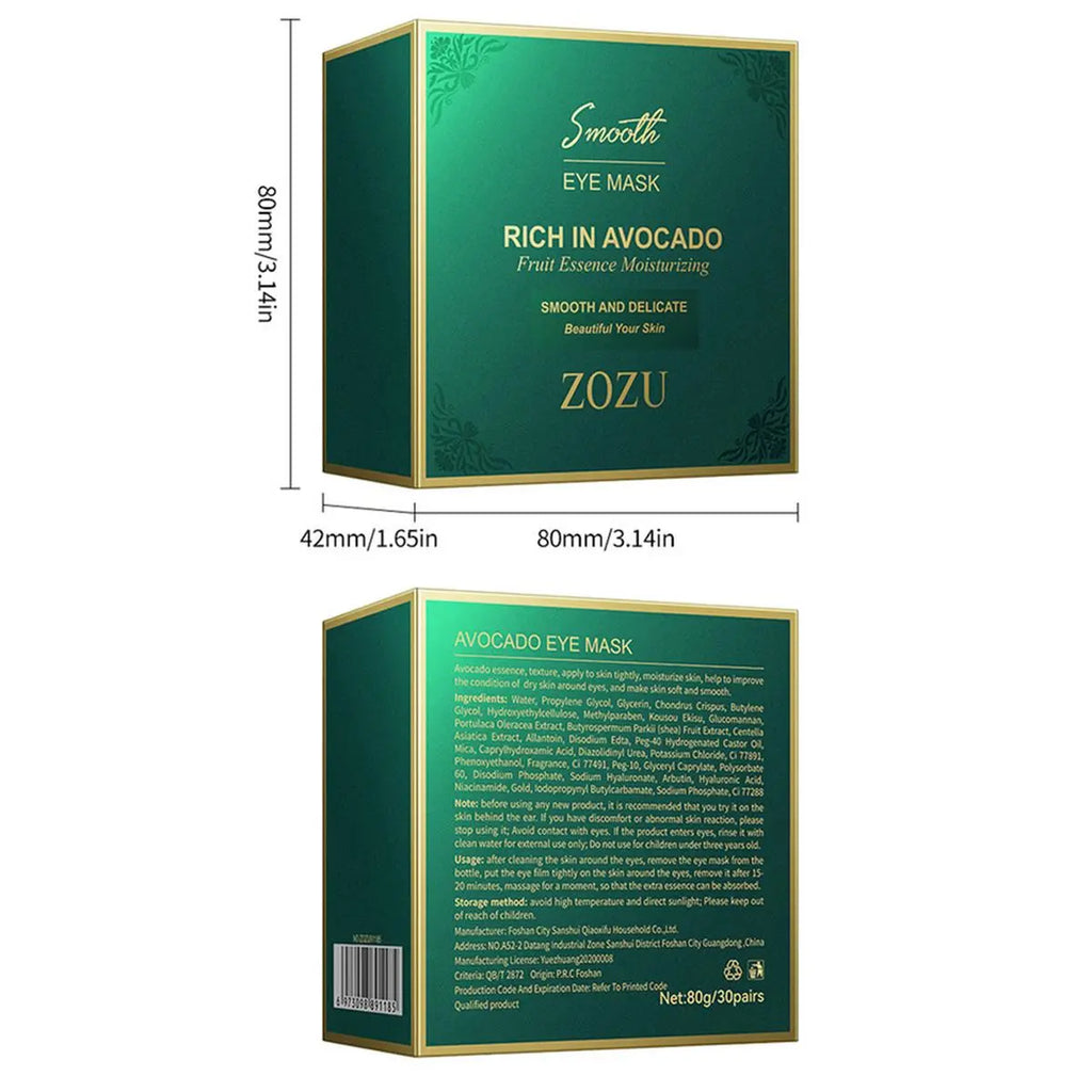 Avocado & Gold Eye Mask Duo - Alternate Day and Night Use Eye Mask – Reduces Periocular Fine Lines & Eye Bag Care, Fades Dark Circles - Hydrating Moisturizing Skincare Product