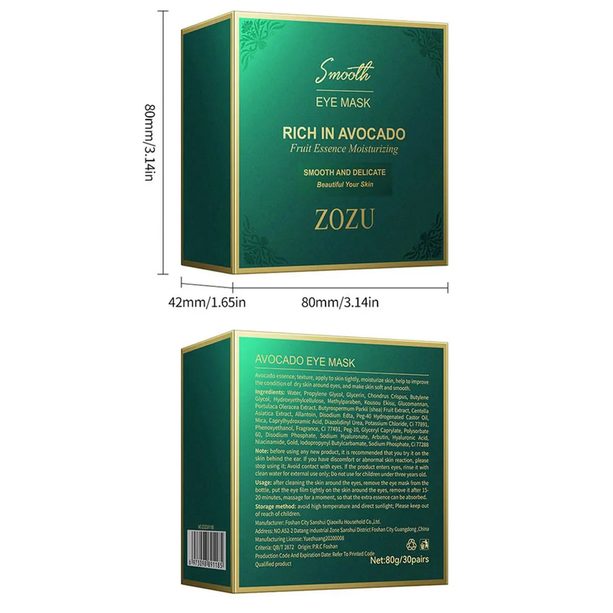 Avocado & Gold Eye Mask Duo - Alternate Day and Night Use Eye Mask – Reduces Periocular Fine Lines & Eye Bag Care, Fades Dark Circles - Hydrating Moisturizing Skincare Product