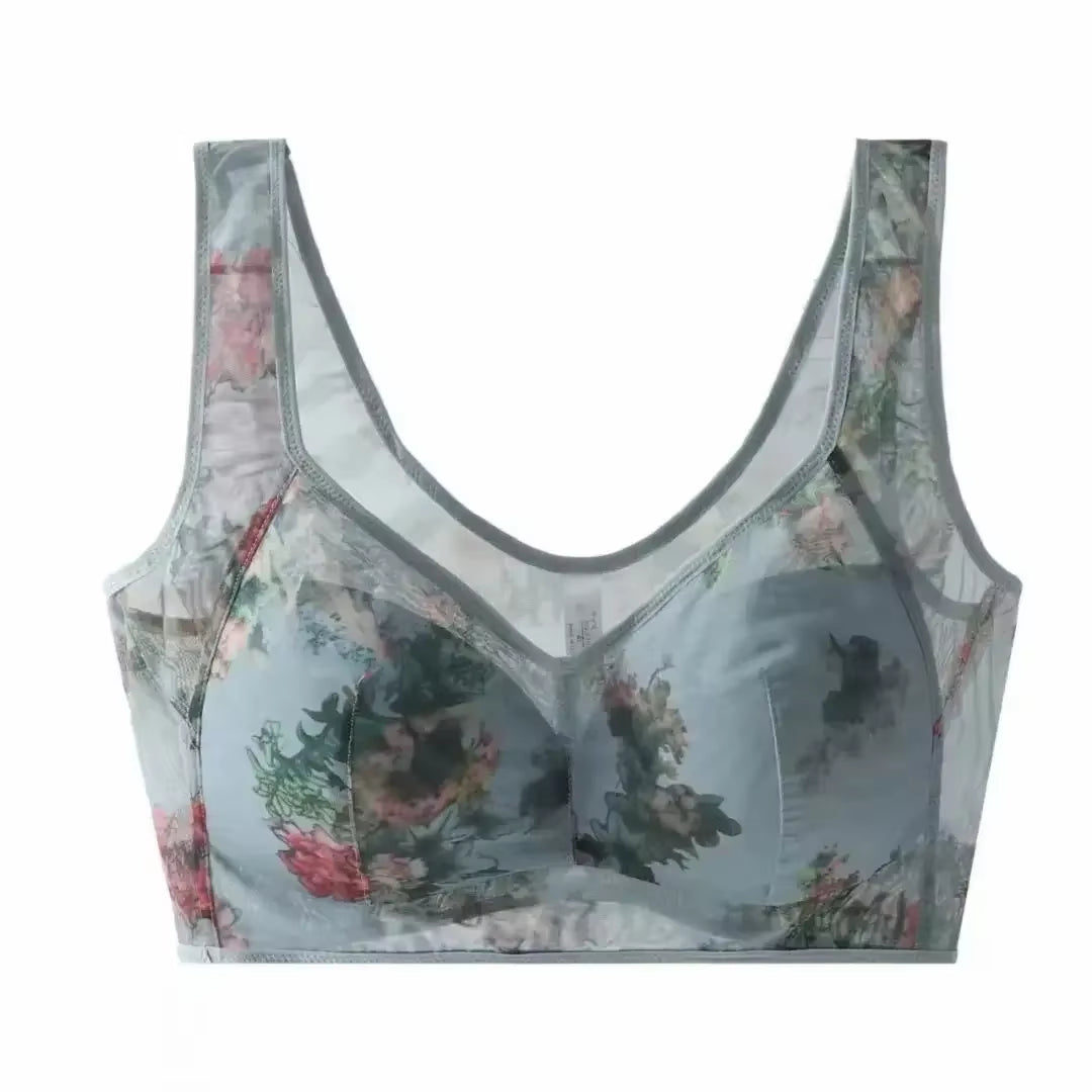 Everday Ice Silk Lace Cooling Comfort Bra Women Push up Seamless Lace Underwear Top Bralette Large Size Brasier No Underwire
