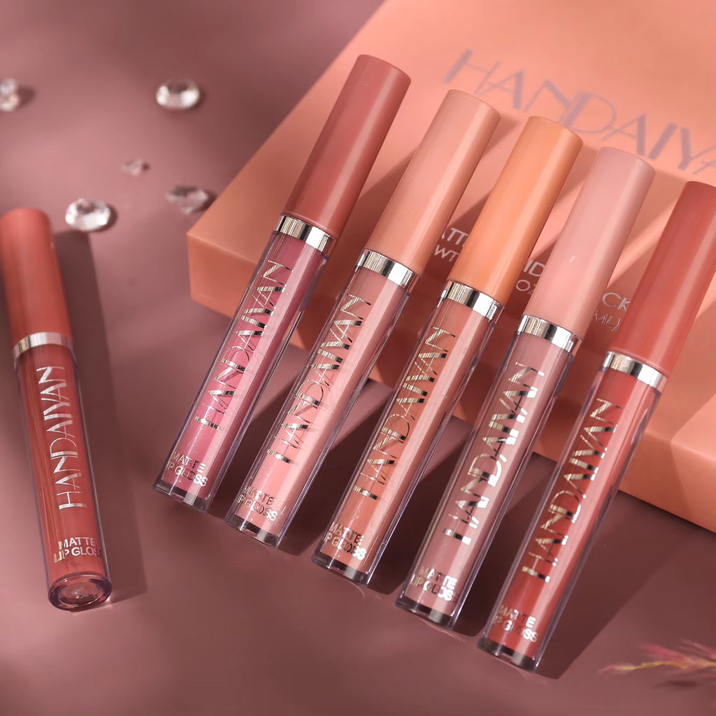 Set of 6 Nonstick Cup Liquid Lipstick , Long-Lasting Lip Gloss Gift Box – Matte Finish Lip Gloss, Resistant to Fading