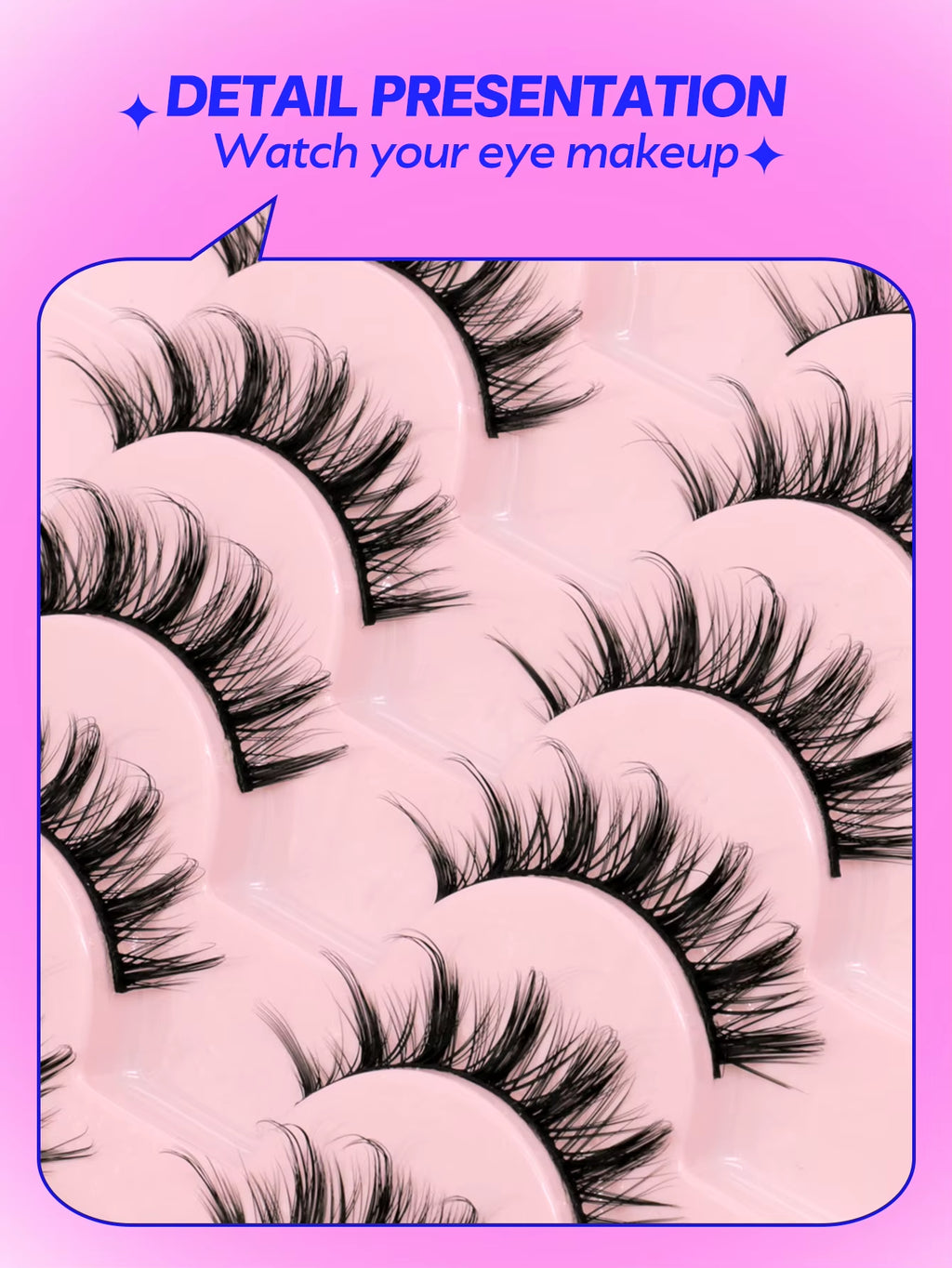 Manga Lashes Natural Look False Eyelashes Anime Lashes Cat Eye Lashes Mink Wispy Fluffy Spiky 3D Volume Eyelashes Makeup Tools