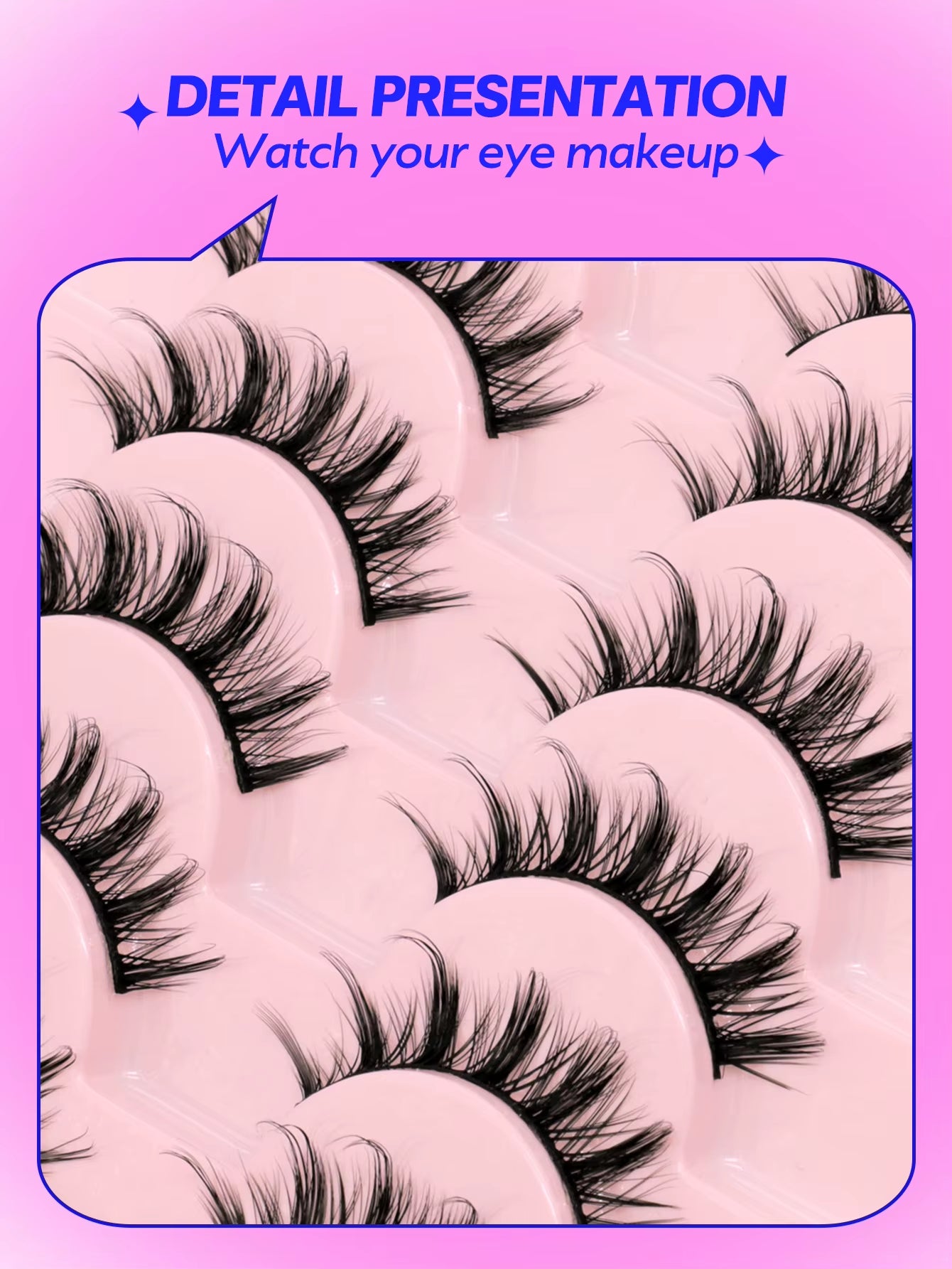 Manga Lashes Natural Look False Eyelashes Anime Lashes Cat Eye Lashes Mink Wispy Fluffy Spiky 3D Volume Eyelashes Makeup Tools