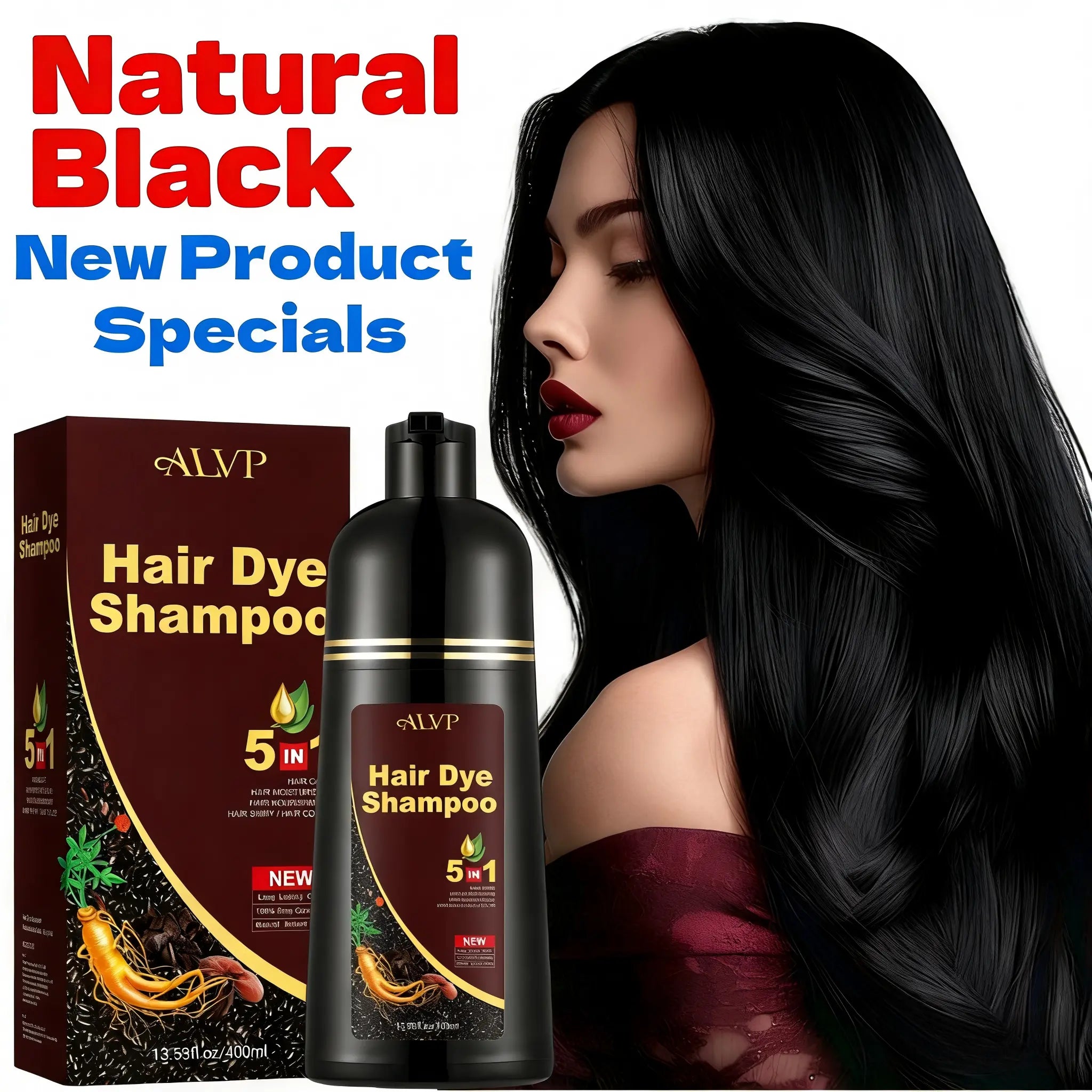 ALVP 2026 Shampoo 5 in 1 Herbal Wine Red Color Shampoo for Women & Men Covers 100% Grays Long Lasting Nourishes Scalp