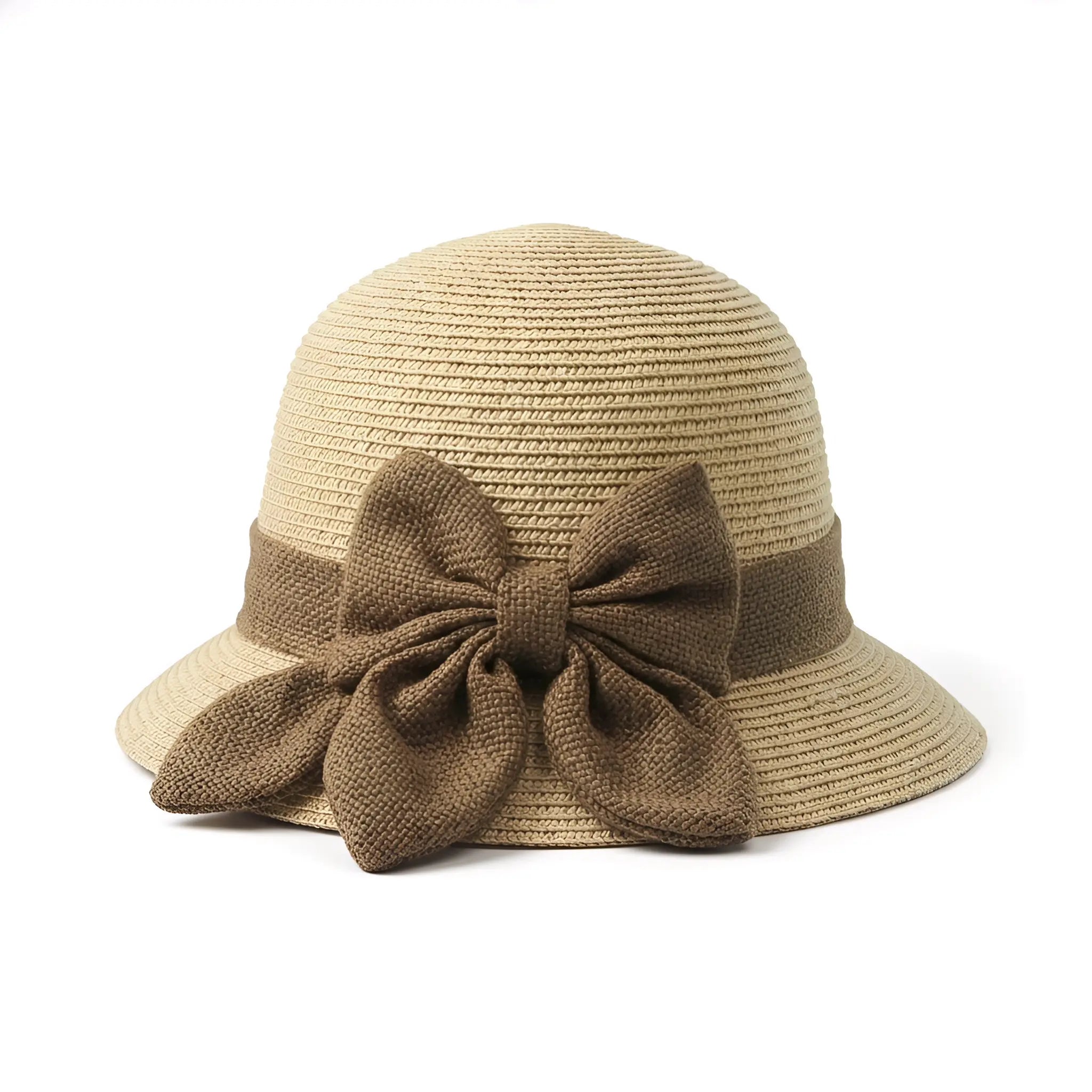 Straw Women'S Summer Sunshade Beach Eaves Style Too Sunscreen Face Simple Sunshade Small Clear Sunshade Bow Sun