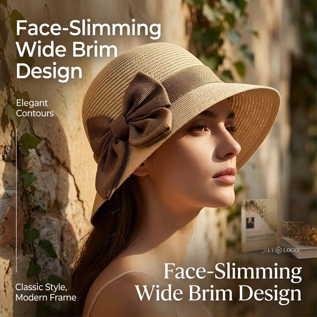 Straw Women'S Summer Sunshade Beach Eaves Style Too Sunscreen Face Simple Sunshade Small Clear Sunshade Bow Sun