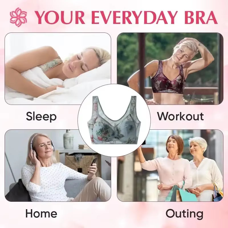 Everday Ice Silk Lace Cooling Comfort Bra Women Push up Seamless Lace Underwear Top Bralette Large Size Brasier No Underwire