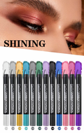 Smoky Dark Green Eyeshadow Pencil Stick Waterproof Pearlescent 12 Colors Metallic Glitter Eye Shadow Highlighter Pen Makeup Tool
