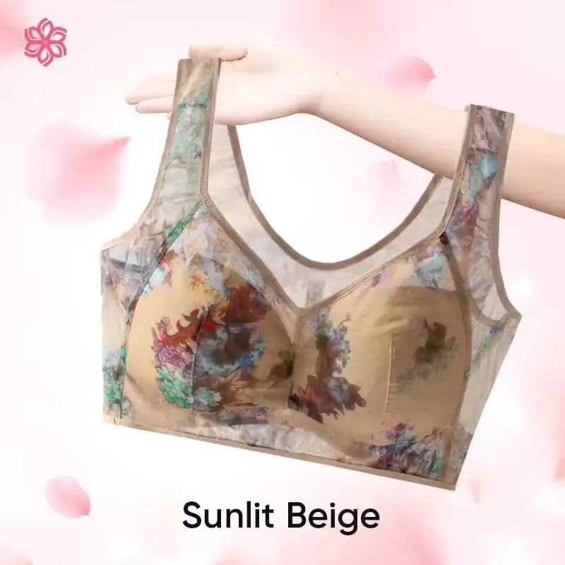 Everday Ice Silk Lace Cooling Comfort Bra Women Push up Seamless Lace Underwear Top Bralette Large Size Brasier No Underwire