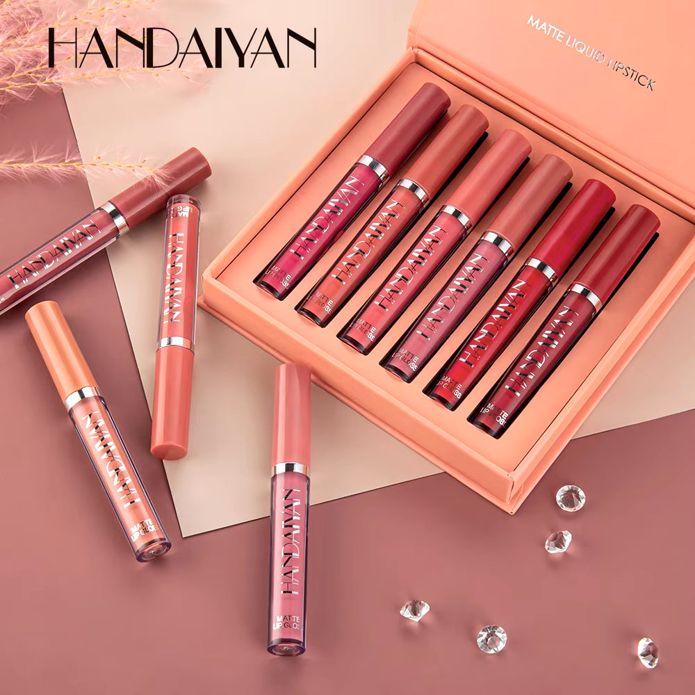 Set of 6 Nonstick Cup Liquid Lipstick , Long-Lasting Lip Gloss Gift Box – Matte Finish Lip Gloss, Resistant to Fading