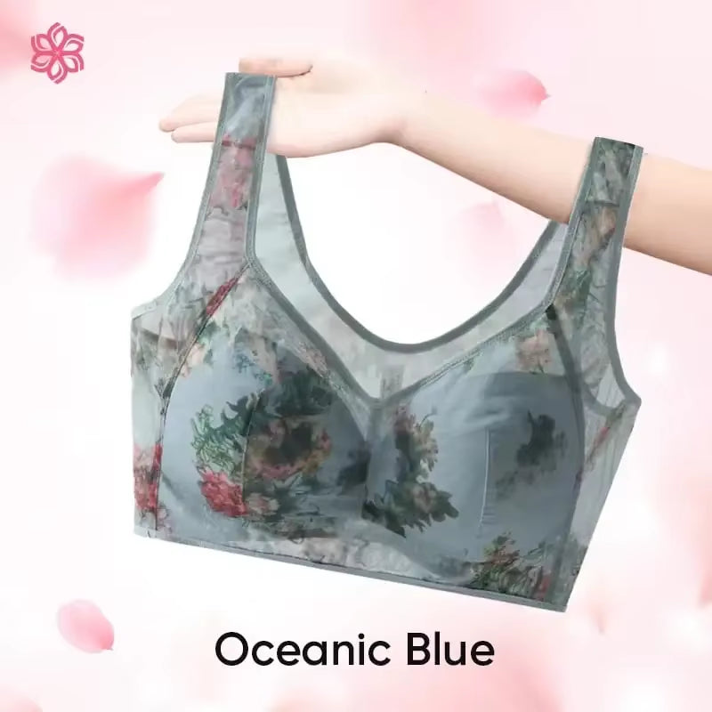Everday Ice Silk Lace Cooling Comfort Bra Women Push up Seamless Lace Underwear Top Bralette Large Size Brasier No Underwire