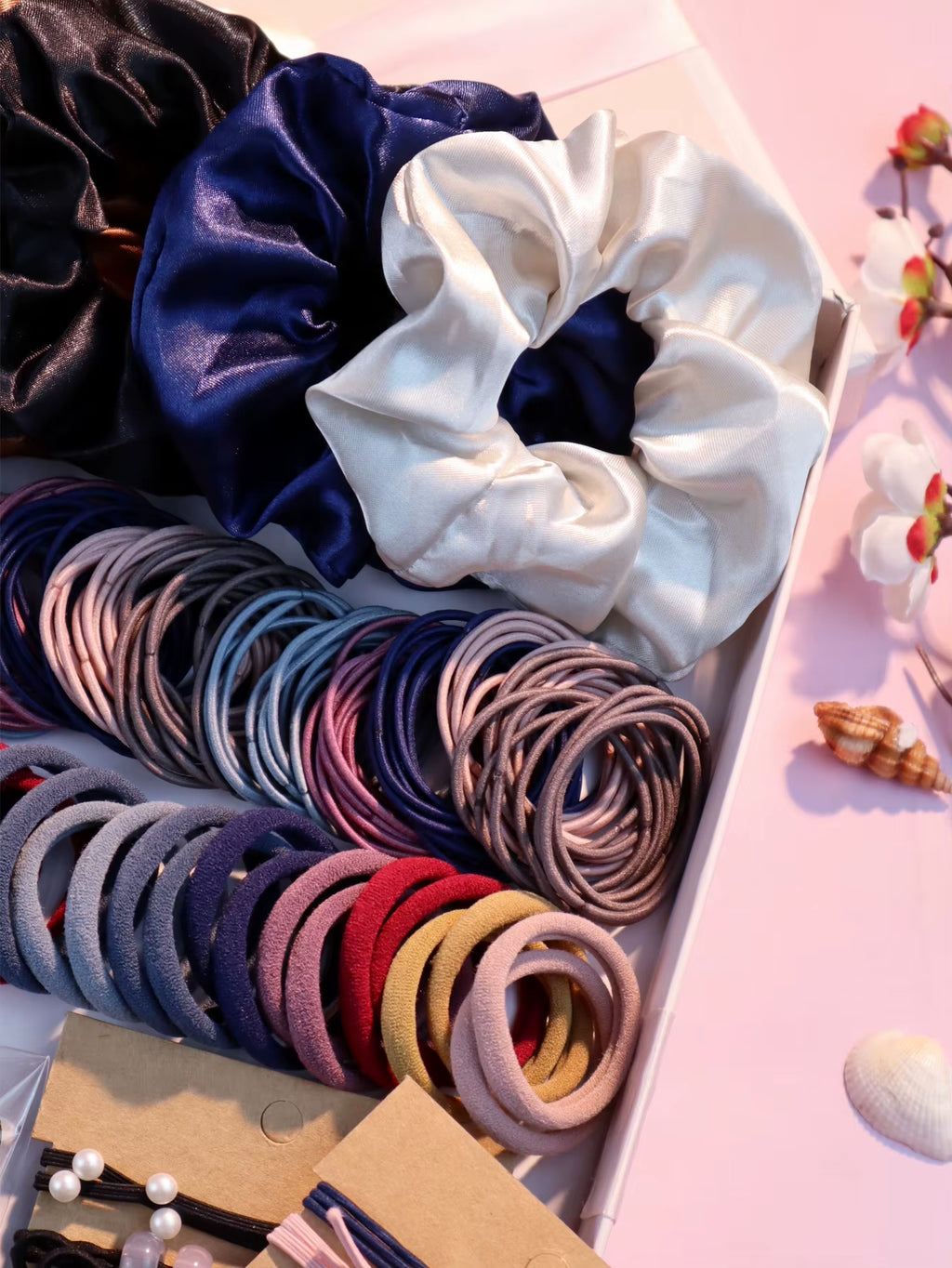 1085PCS Dark Hair Accessories for Woman Set Seamless Ponytail Holders Variety Hair Scrunchies Hairbands Scrunchy Hair Ties