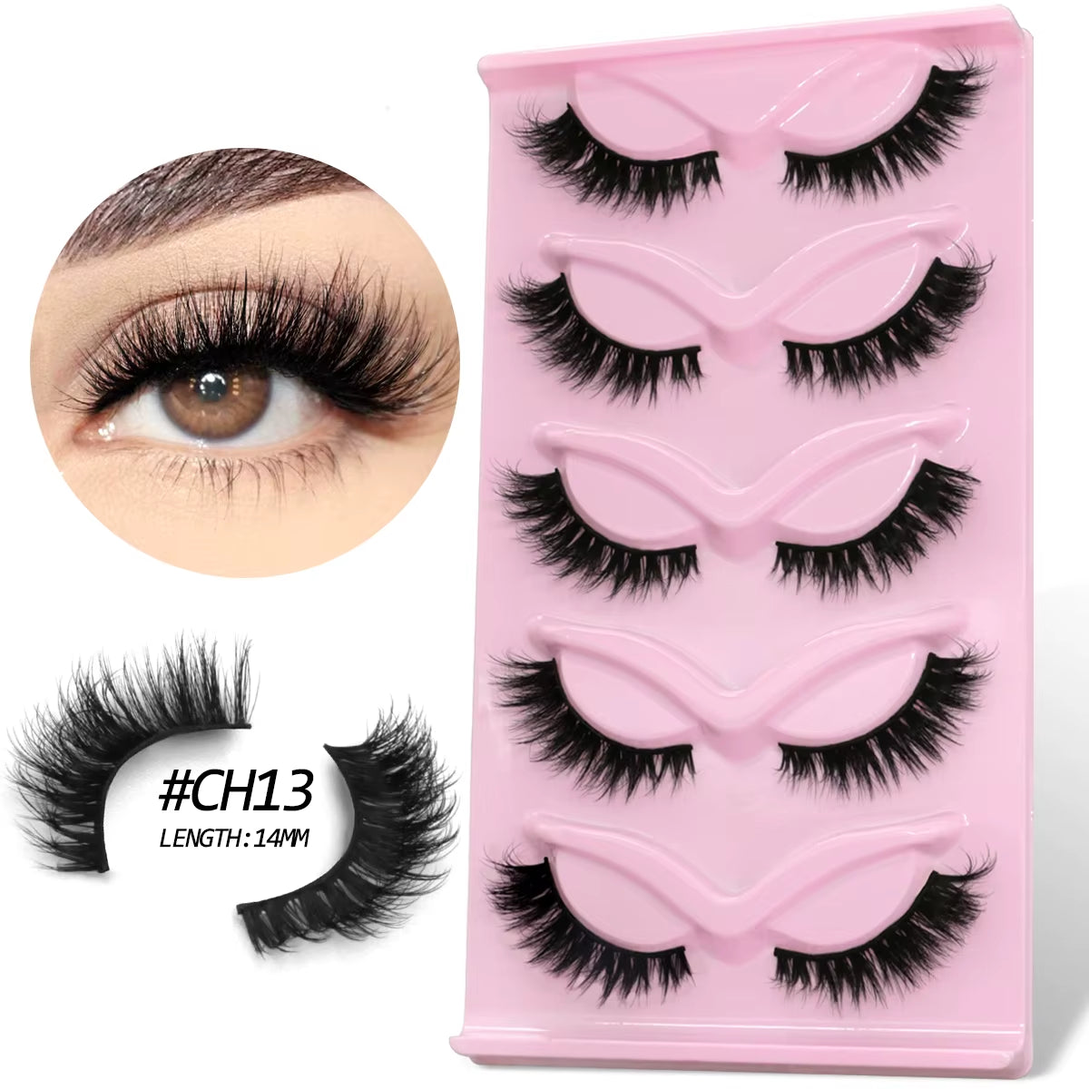 Manga Lashes Natural Look False Eyelashes Anime Lashes Cat Eye Lashes Mink Wispy Fluffy Spiky 3D Volume Eyelashes Makeup Tools
