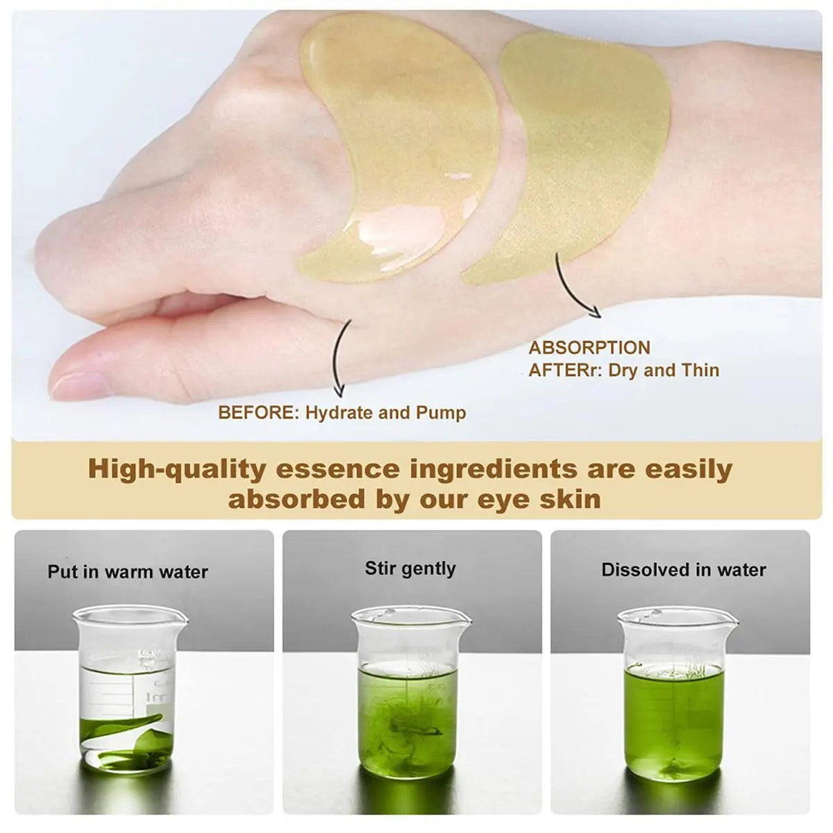 Avocado & Gold Eye Mask Duo - Alternate Day and Night Use Eye Mask – Reduces Periocular Fine Lines & Eye Bag Care, Fades Dark Circles - Hydrating Moisturizing Skincare Product