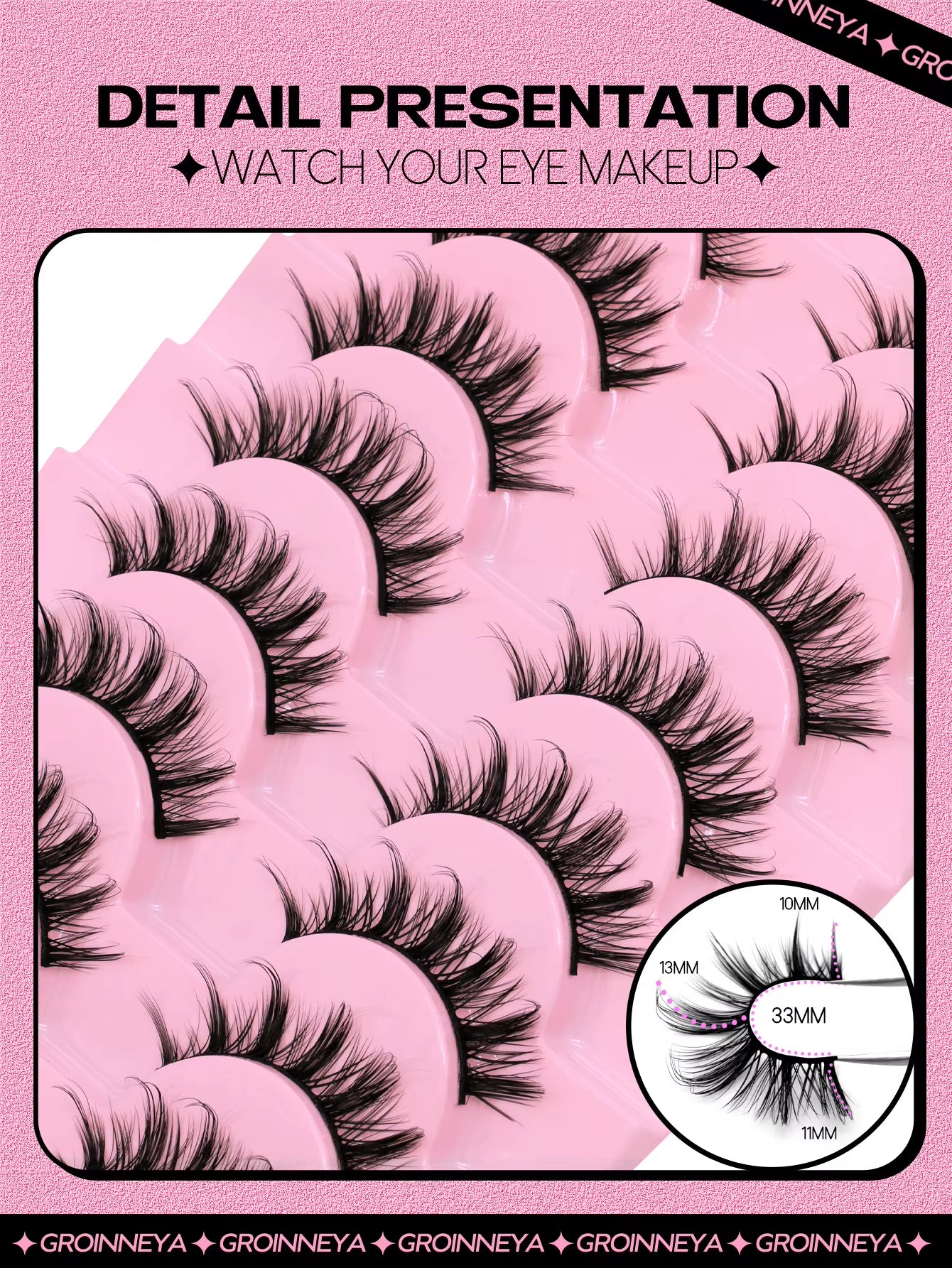Manga Lashes Natural Look False Eyelashes Anime Lashes Cat Eye Lashes Mink Wispy Fluffy Spiky 3D Volume Eyelashes Makeup Tools